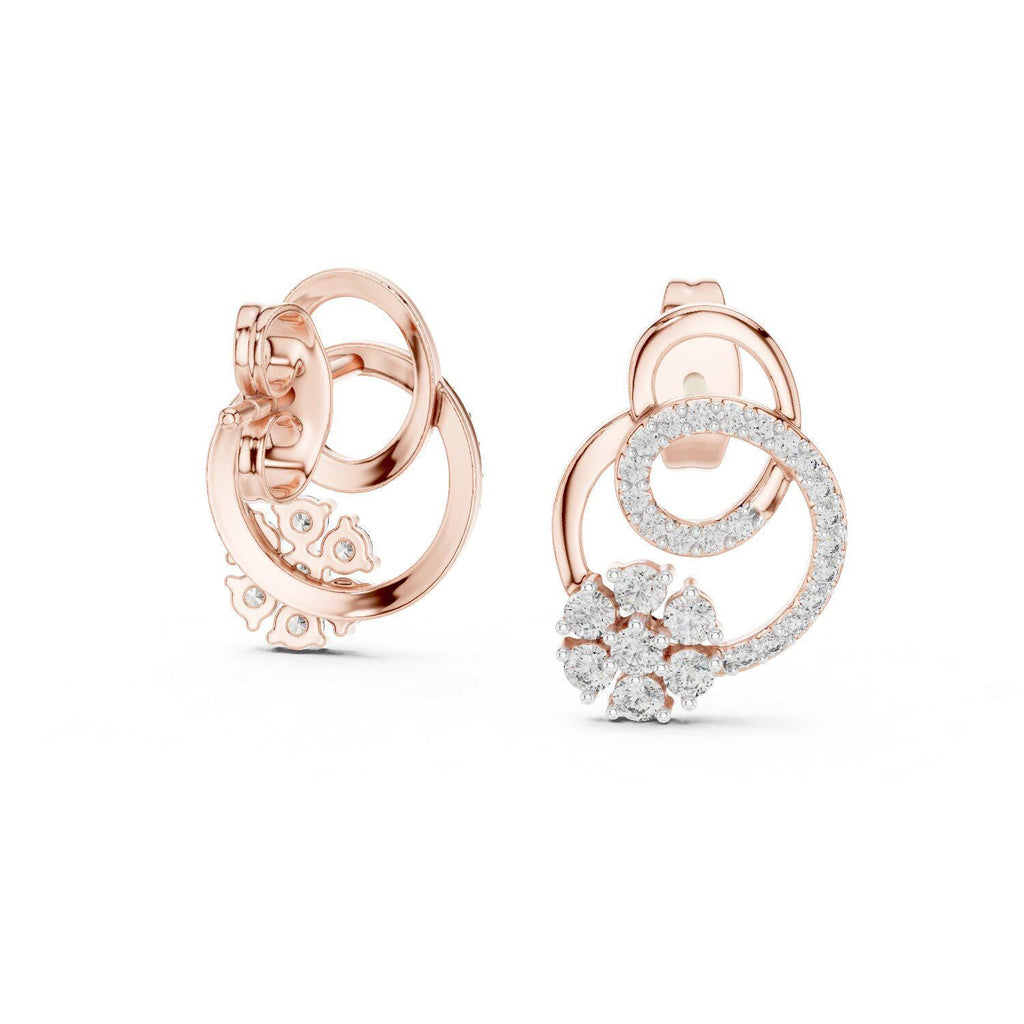 Moissanite Pavé Interlocking Circle Stud Earrings – 925 Sterling Silver, 18K Gold Vermeil