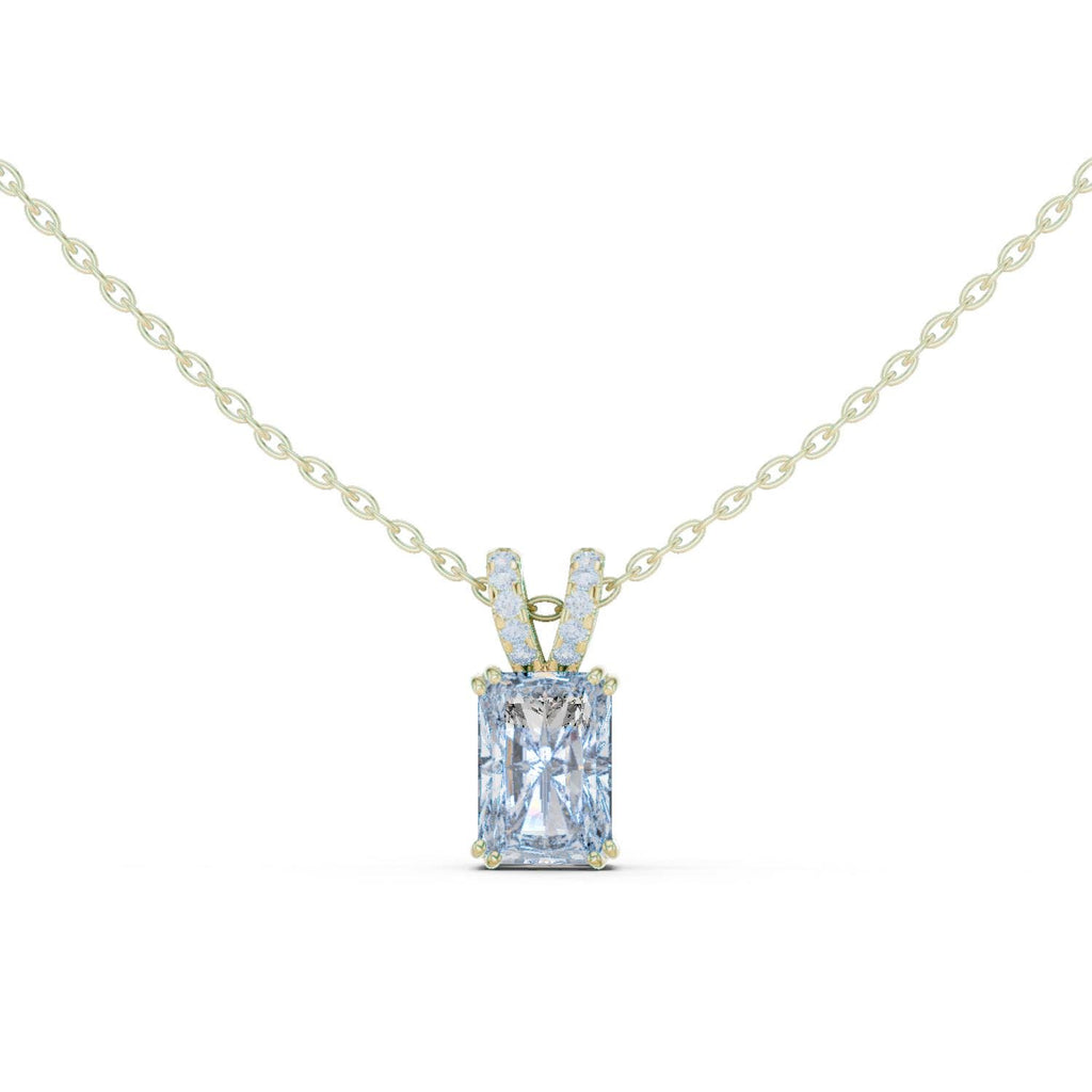 Radiant-Cut Moissanite Solitaire Pendant Necklace – 925 Sterling Silver, 18K Gold Vermeil