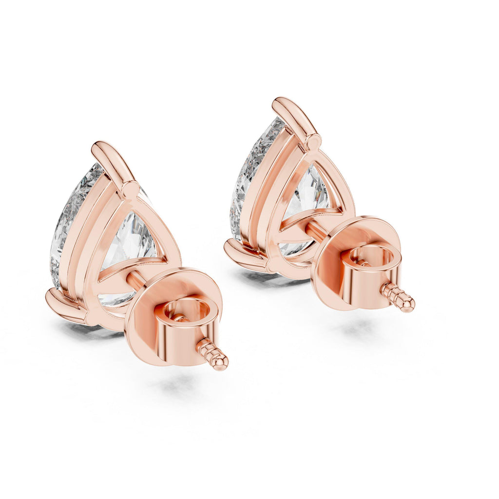 Pear Moissanite Stud Earrings – 925 Sterling Silver, 18K Gold Vermeil