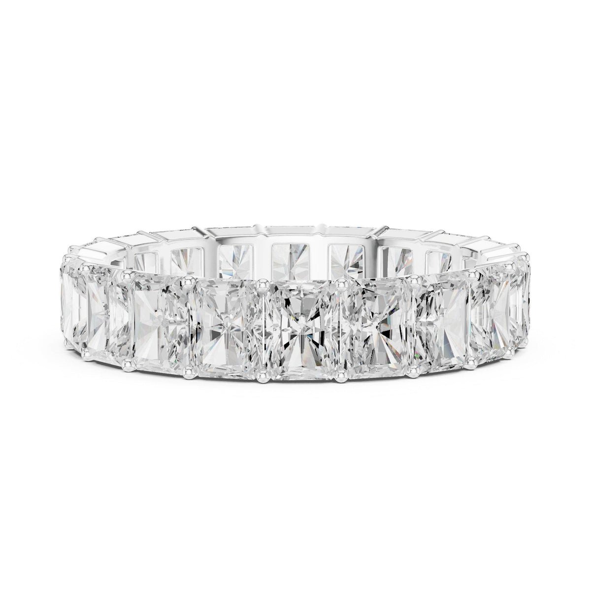 Men's Emerald-Cut Moissanite Eternity Band – 925 Sterling Silver, 18K Gold Vermeil