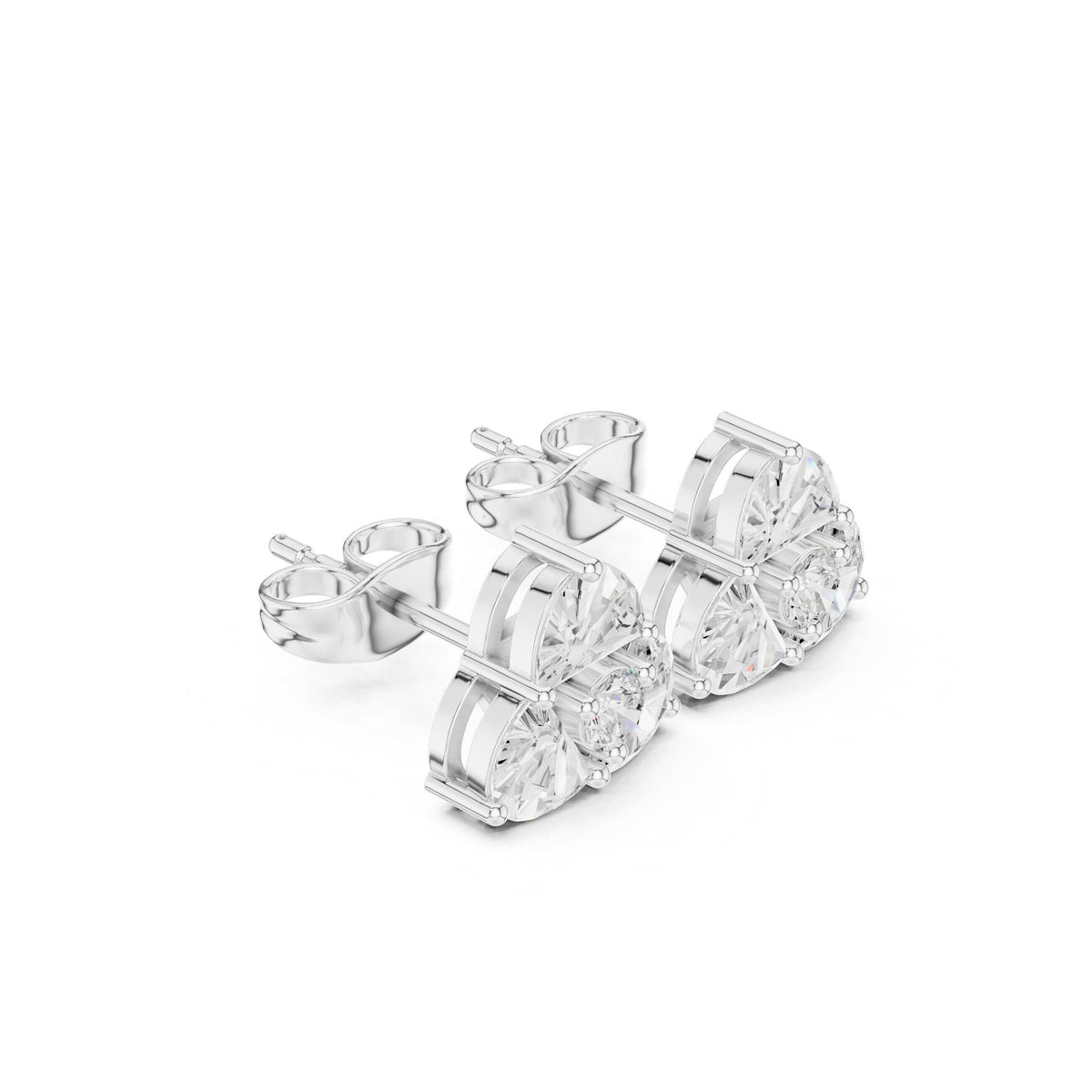 Moissanite Triangle Cluster Stud Earrings – 925 Sterling Silver, 18K Gold Vermeil
