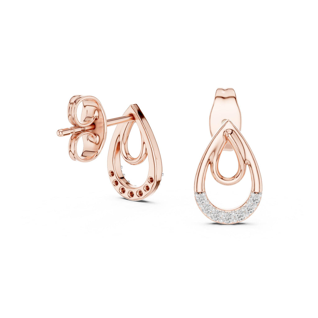 Moissanite Pavé Double Teardrop Stud Earrings – 925 Sterling Silver, 18K Gold Vermeil