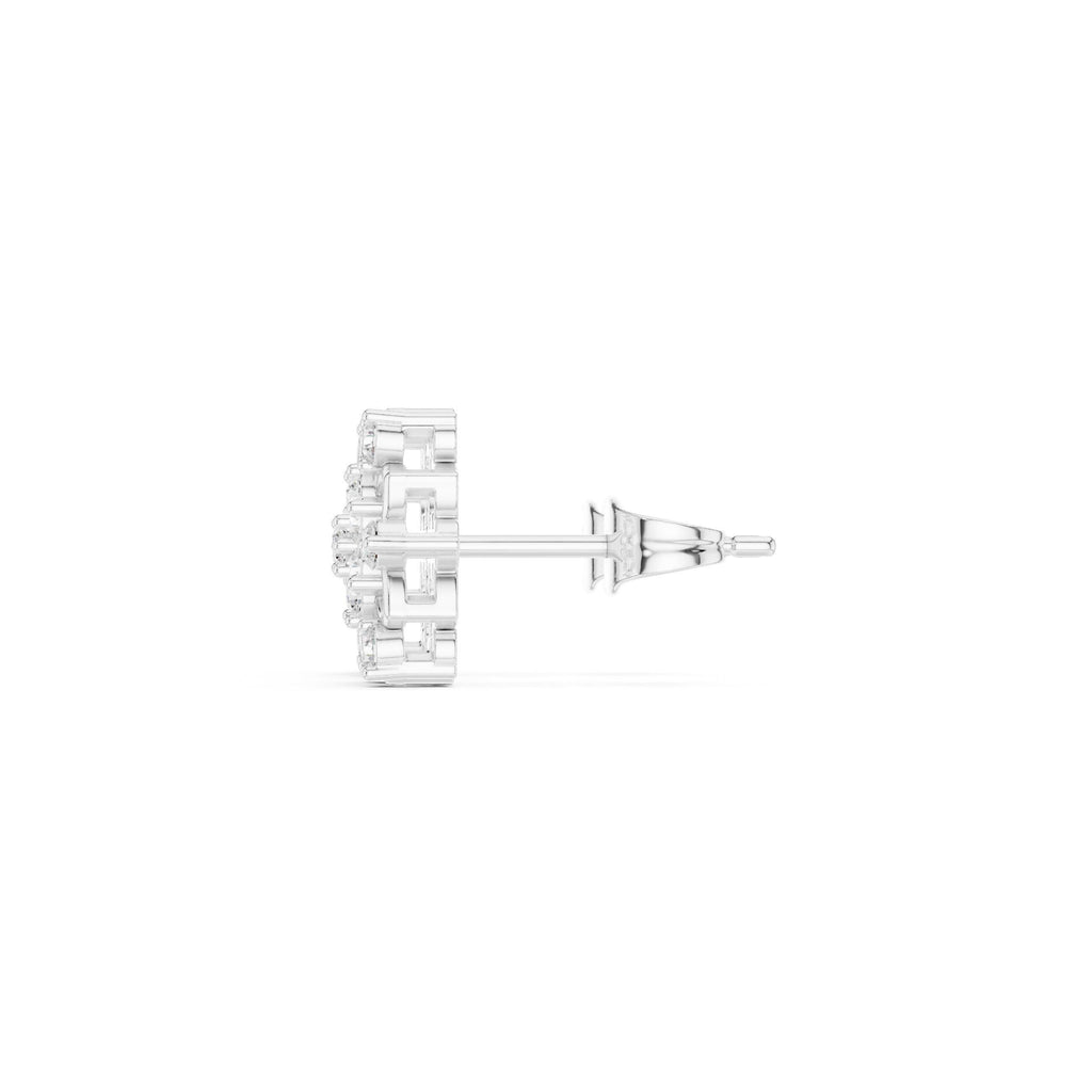 Marquise Moissanite Lotus Stud Earrings – 925 Sterling Silver, 18K Gold Vermeil