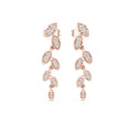 Moissanite Pavé Leaf Vine Drop Earrings – 925 Sterling Silver, 18K Gold Vermeil