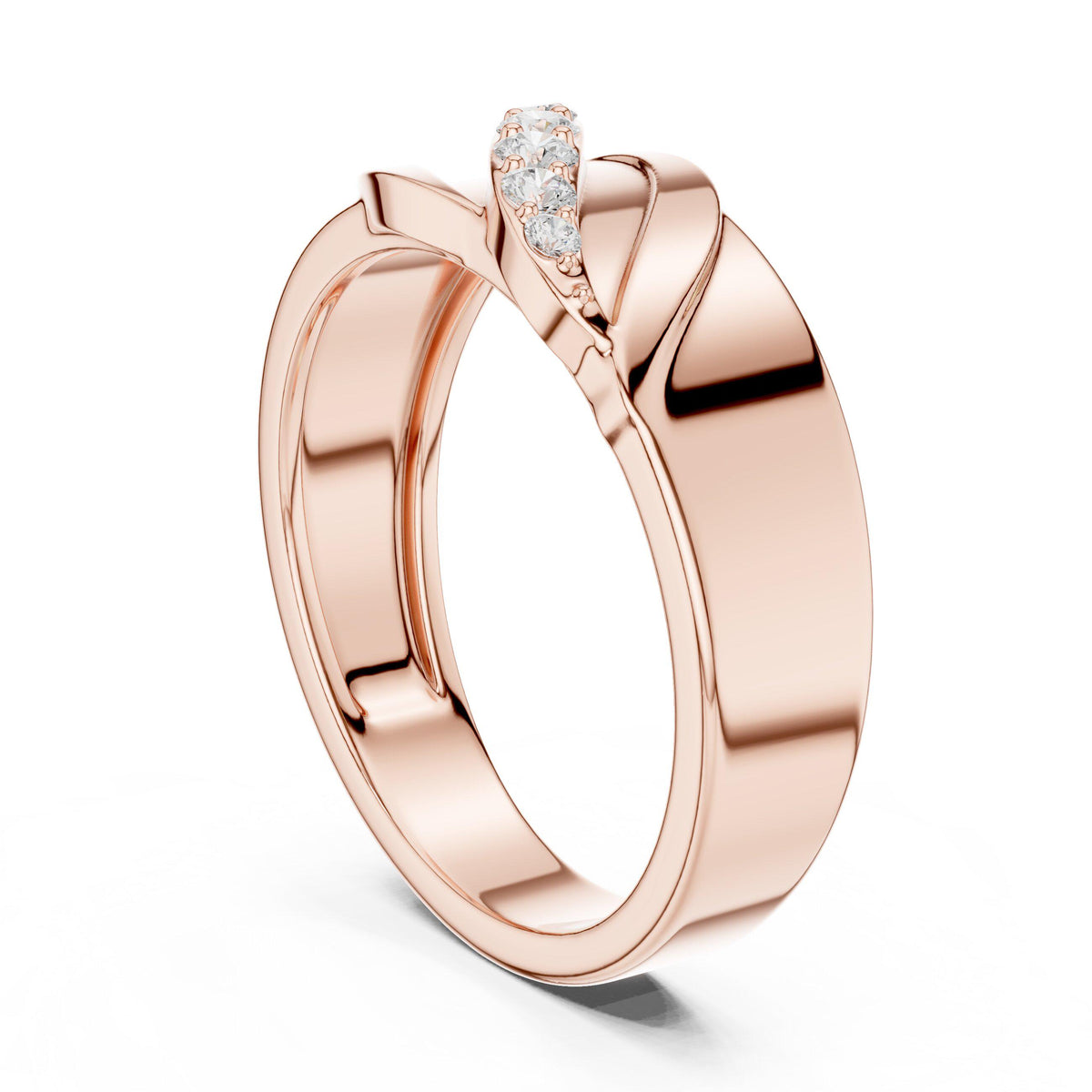 Men's Diagonal Pavé Moissanite Band – 925 Sterling Silver, 18K Gold Vermeil
