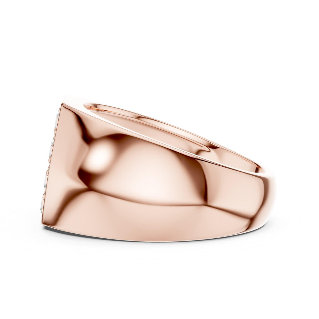 Men's Hexagon Pavé Moissanite Signet Ring – 925 Sterling Silver, 18K Gold Vermeil