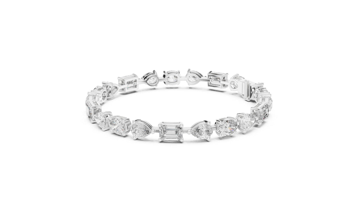 Emerald, Pear & Oval Moissanite Tennis Bracelet – 925 Sterling Silver, 18K Gold Vermeil