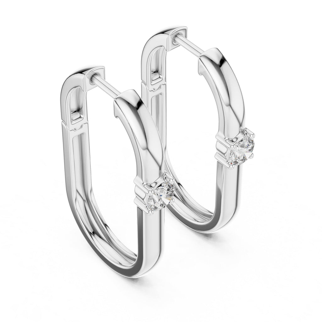 Round Moissanite Solitaire Huggie Hoop Earrings – 925 Sterling Silver, 18K Gold Vermeil