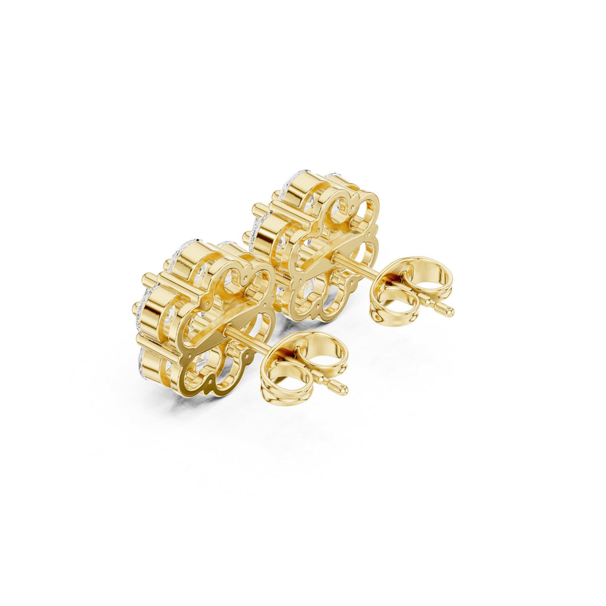 Moissanite Flower Cluster Stud Earrings – 925 Sterling Silver, 18K Gold Vermeil