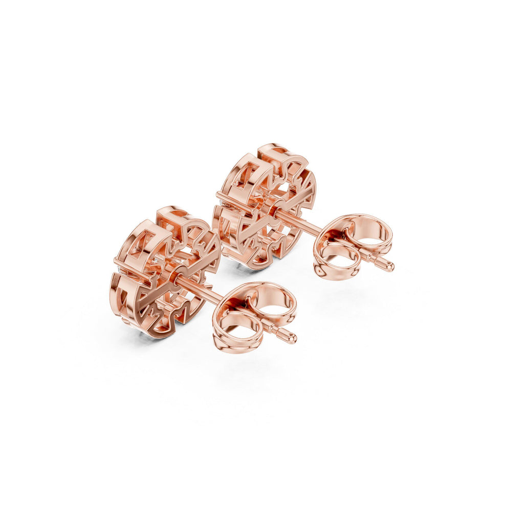 Round Moissanite Medallion Cluster Stud Earrings – 925 Sterling Silver, 18K Gold Vermeil