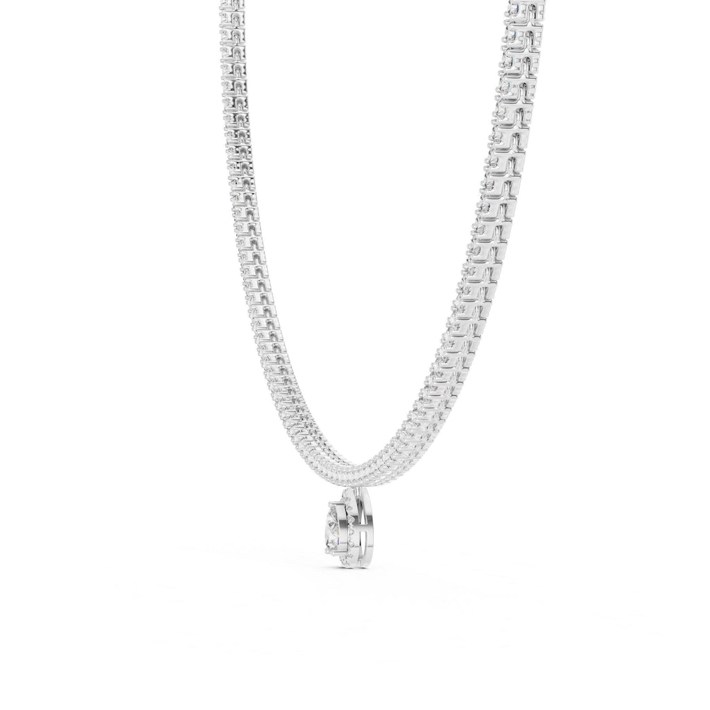 Pear Moissanite Drop Tennis Necklace – 925 Sterling Silver, 18K Gold Vermeil