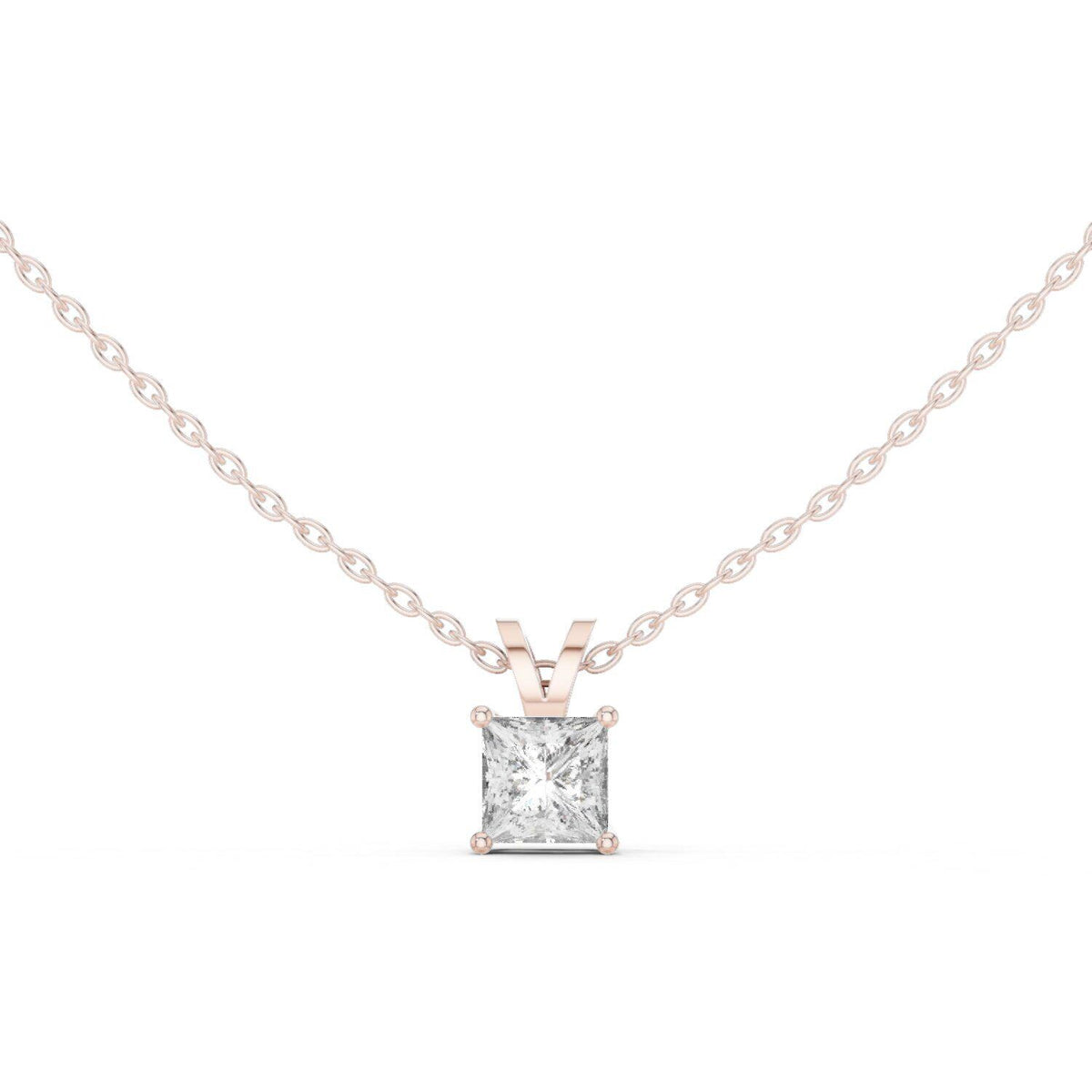 Princess Moissanite Solitaire Pendant Necklace – 925 Sterling Silver, 18K Gold Vermeil
