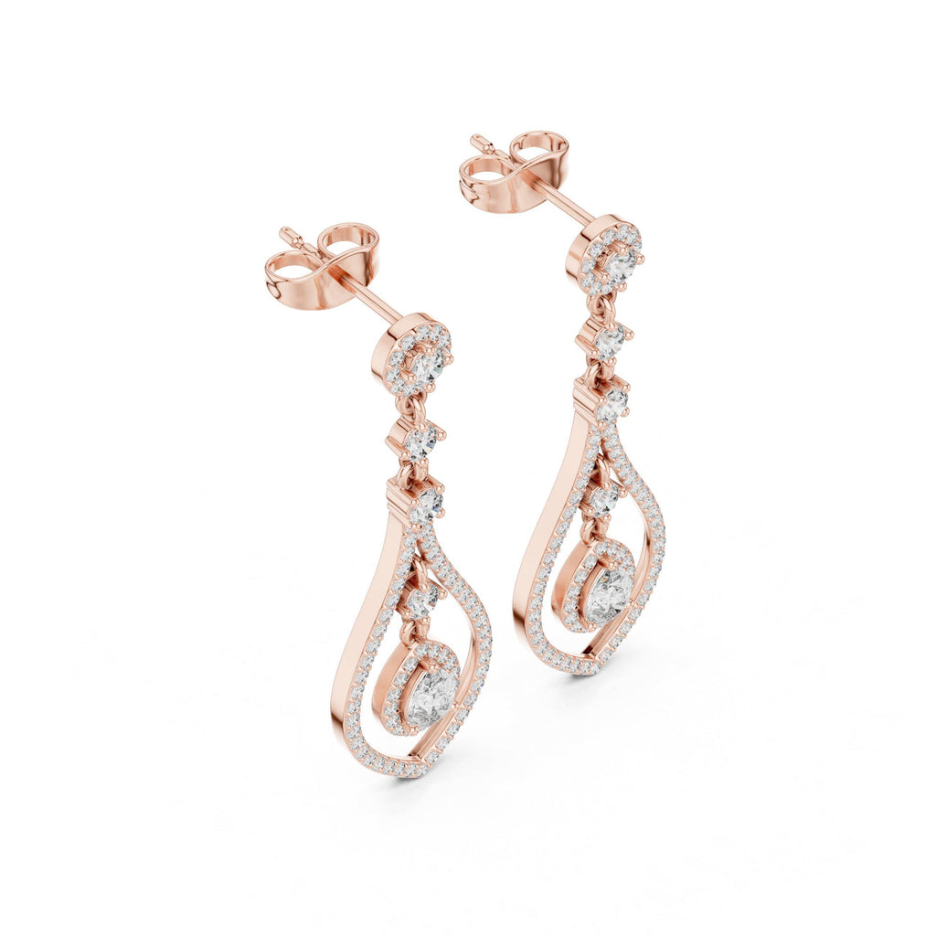 Pear Moissanite Open Teardrop Chandelier Earrings – 925 Sterling Silver, 18K Gold Vermeil