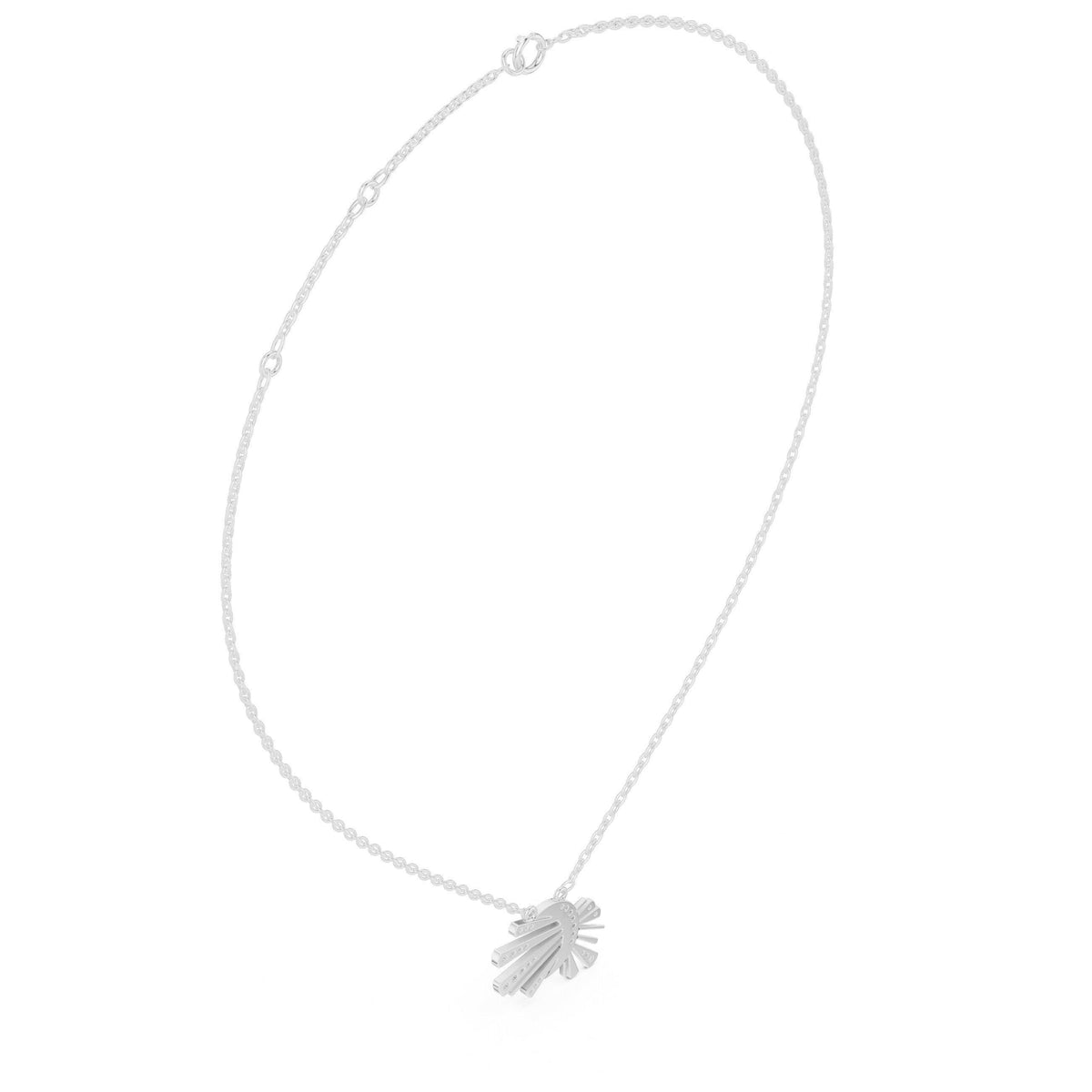 Moissanite Pavé Sunburst Fan Necklace – 925 Sterling Silver, 18K Gold Vermeil