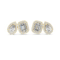 Pear & Emerald-Cut Moissanite Halo Toi et Moi Stud Earrings – 925 Sterling Silver, 18K Gold Vermeil