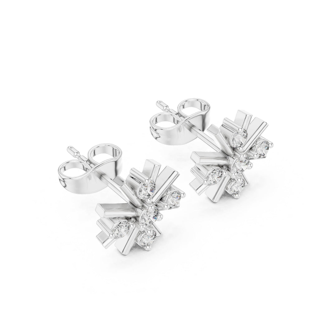 Moissanite Snowflake Stud Earrings – 925 Sterling Silver, 18K Gold Vermeil