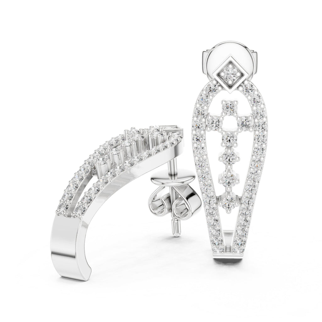 Moissanite Pavé Open Teardrop Earrings – 925 Sterling Silver, 18K Gold Vermeil