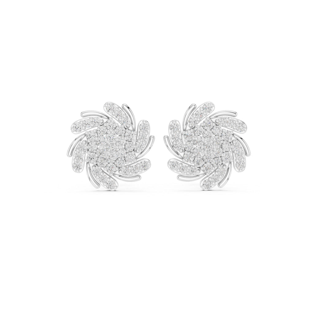 Moissanite Pavé Swirl Flower Stud Earrings – 925 Sterling Silver, 18K Gold Vermeil