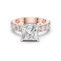 Princess-Cut Moissanite Ring with Pavé Band – 925 Sterling Silver, 18K Gold Vermeil