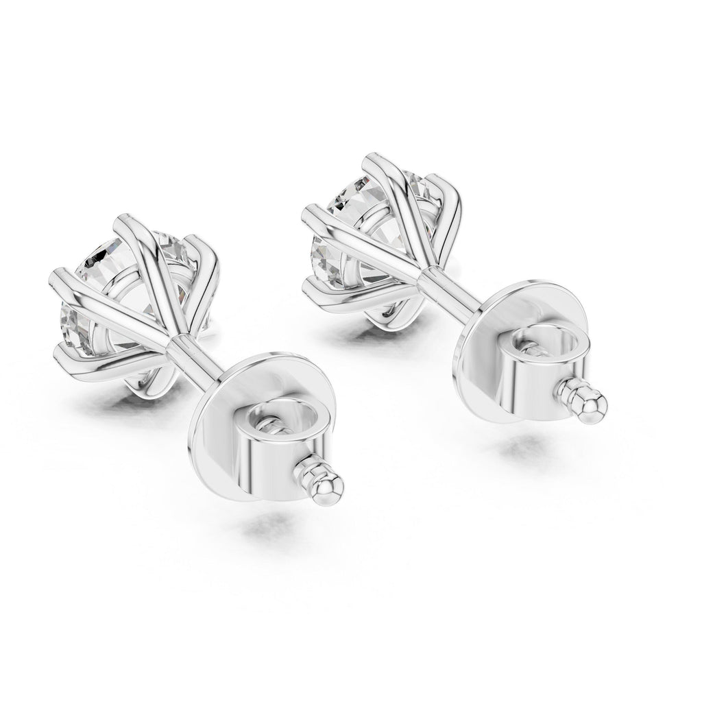 5.2mm Round Moissanite Six-Prong Stud Earrings – 925 Sterling Silver, 18K Gold Vermeil