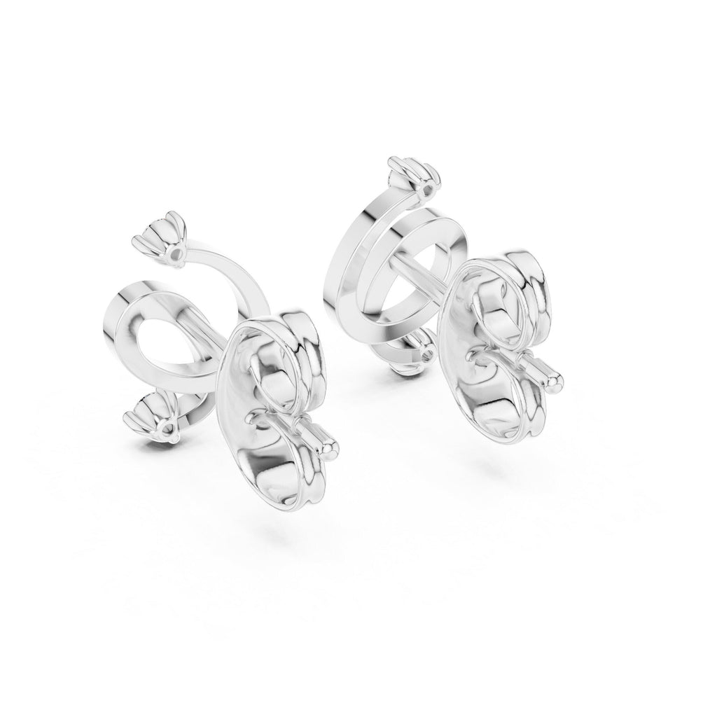 Moissanite Swirl Two-Stone Stud Earrings – 925 Sterling Silver, 18K Gold Vermeil