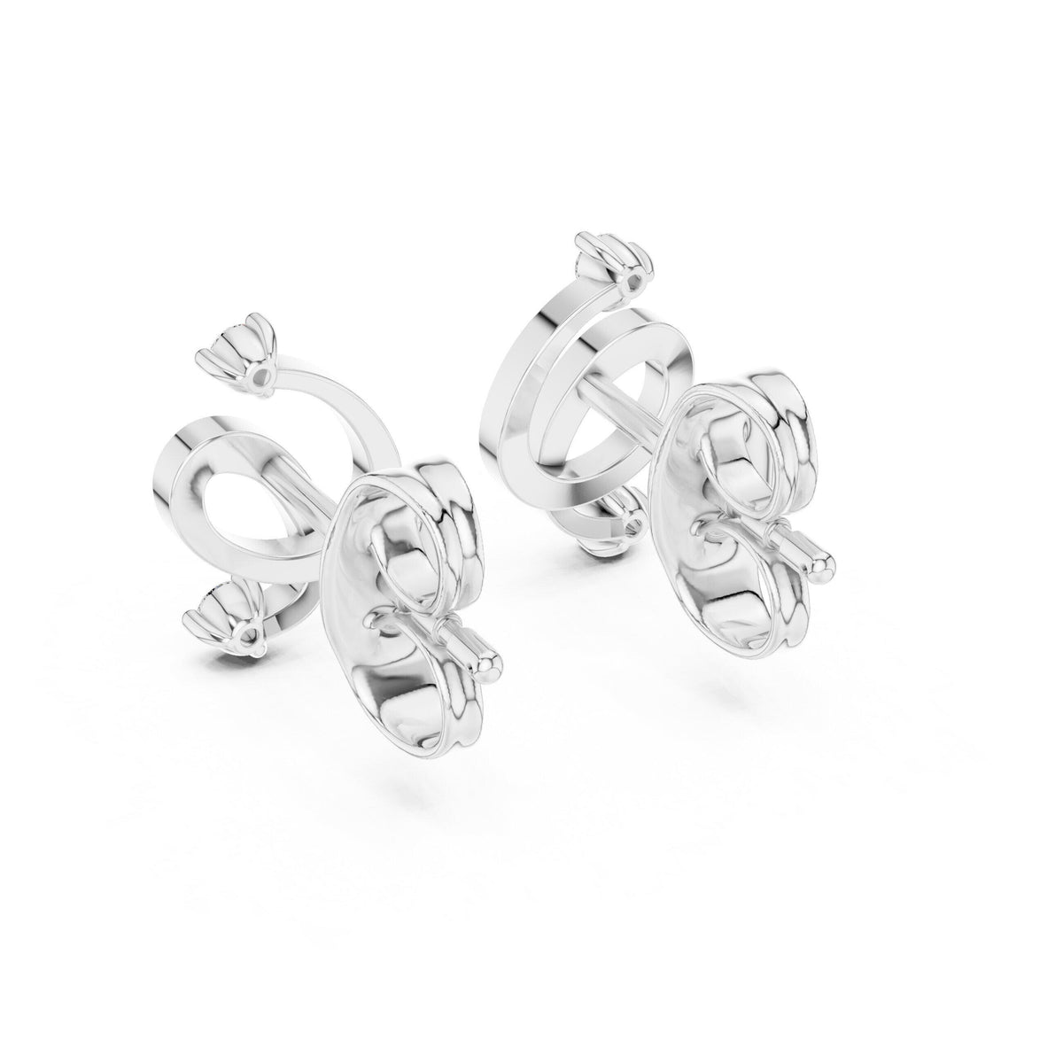 Moissanite Swirl Two-Stone Stud Earrings – 925 Sterling Silver, 18K Gold Vermeil