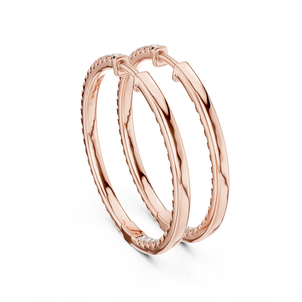 Moissanite Inside-Out Pavé Hoop Earrings – 925 Sterling Silver, 18K Gold Vermeil