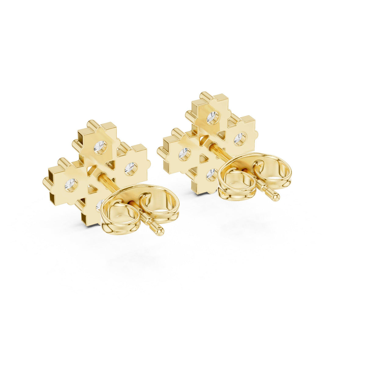 Moissanite Cross Cluster Stud Earrings – 925 Sterling Silver, 18K Gold Vermeil