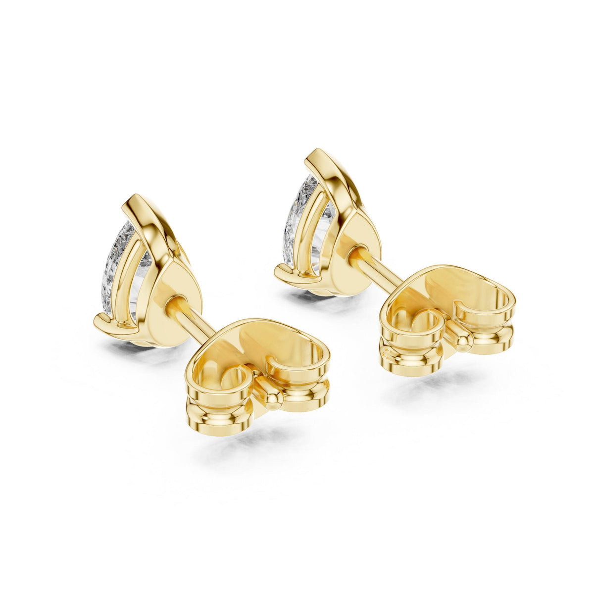 Pear Moissanite Solitaire Stud Earrings – 925 Sterling Silver, 18K Gold Vermeil
