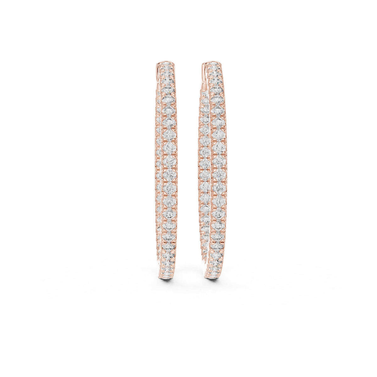 Moissanite Inside-Out Pavé Hoop Earrings – 925 Sterling Silver, 18K Gold Vermeil
