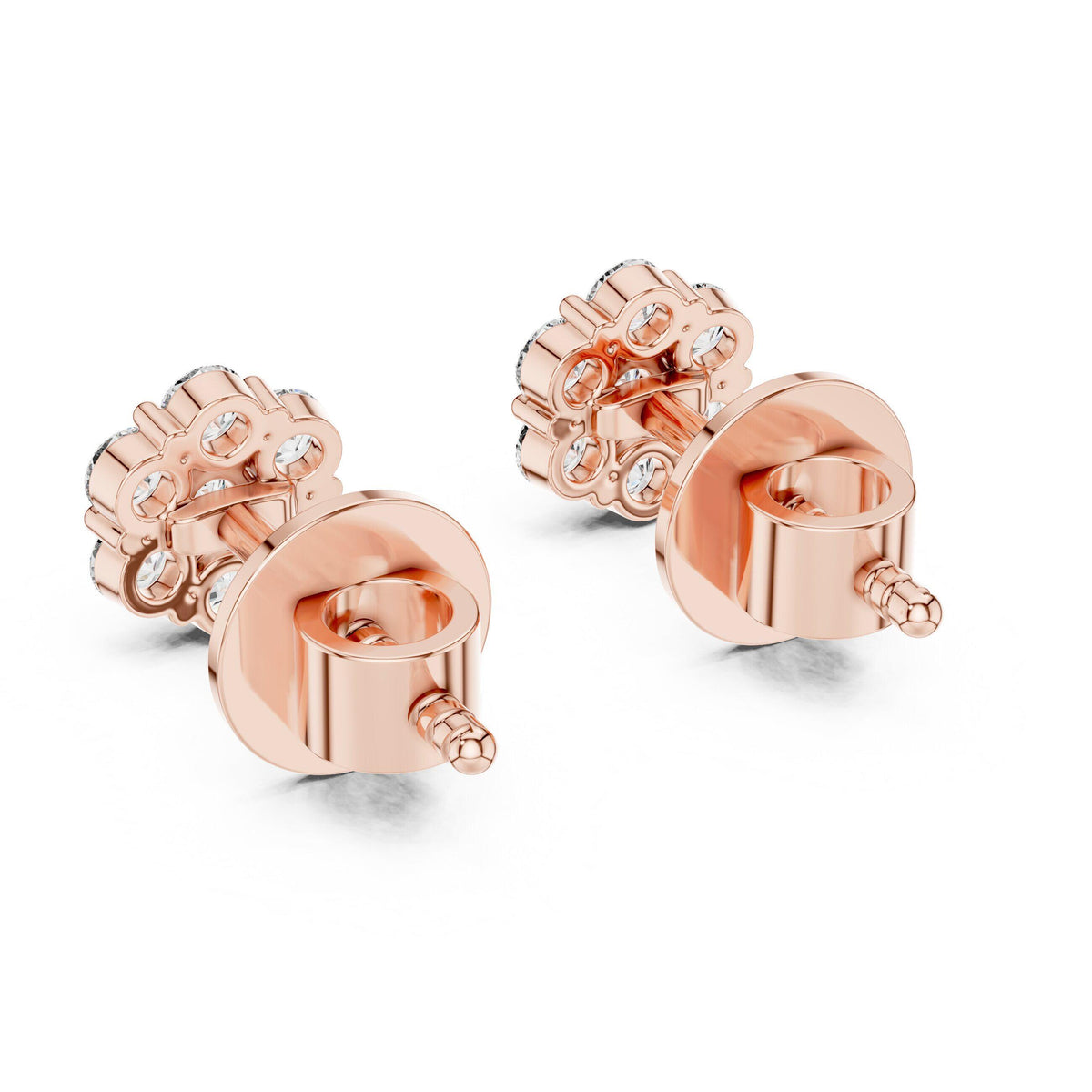Moissanite Flower Cluster Stud Earrings – 925 Sterling Silver, 18K Gold Vermeil