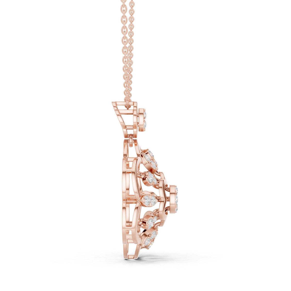 18K Gold Vermeil Floral Moissanite Pendant | 925 Silver Flower Necklace
