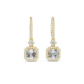 Asscher-Cut Moissanite Halo Drop Earrings – 925 Sterling Silver, 18K Gold Vermeil