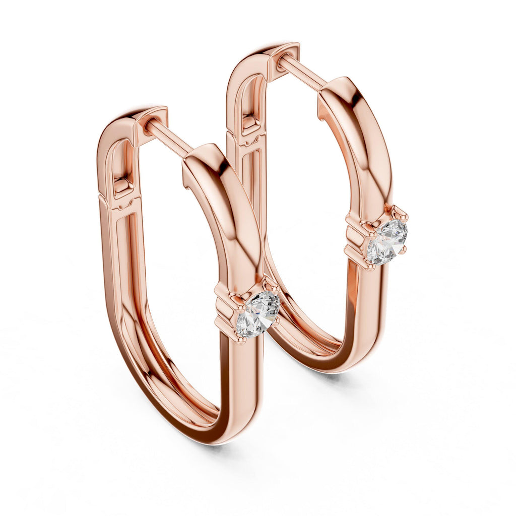 Round Moissanite Solitaire Huggie Hoop Earrings – 925 Sterling Silver, 18K Gold Vermeil