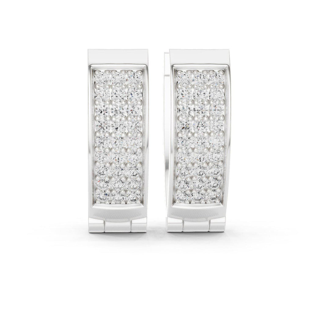 Moissanite Pavé Wide Huggie Hoop Earrings – 925 Sterling Silver, 18K Gold Vermeil