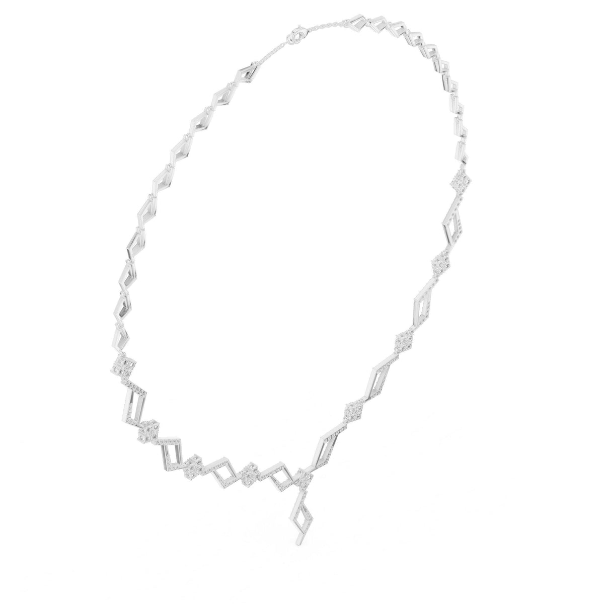 Moissanite Zigzag Rhombus Necklace – 925 Sterling Silver, 18K Gold Vermeil