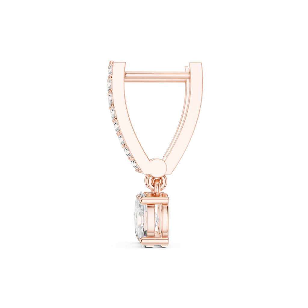 Emerald-Cut Moissanite Hoop Drop Earrings – 925 Sterling Silver, 18K Gold Vermeil
