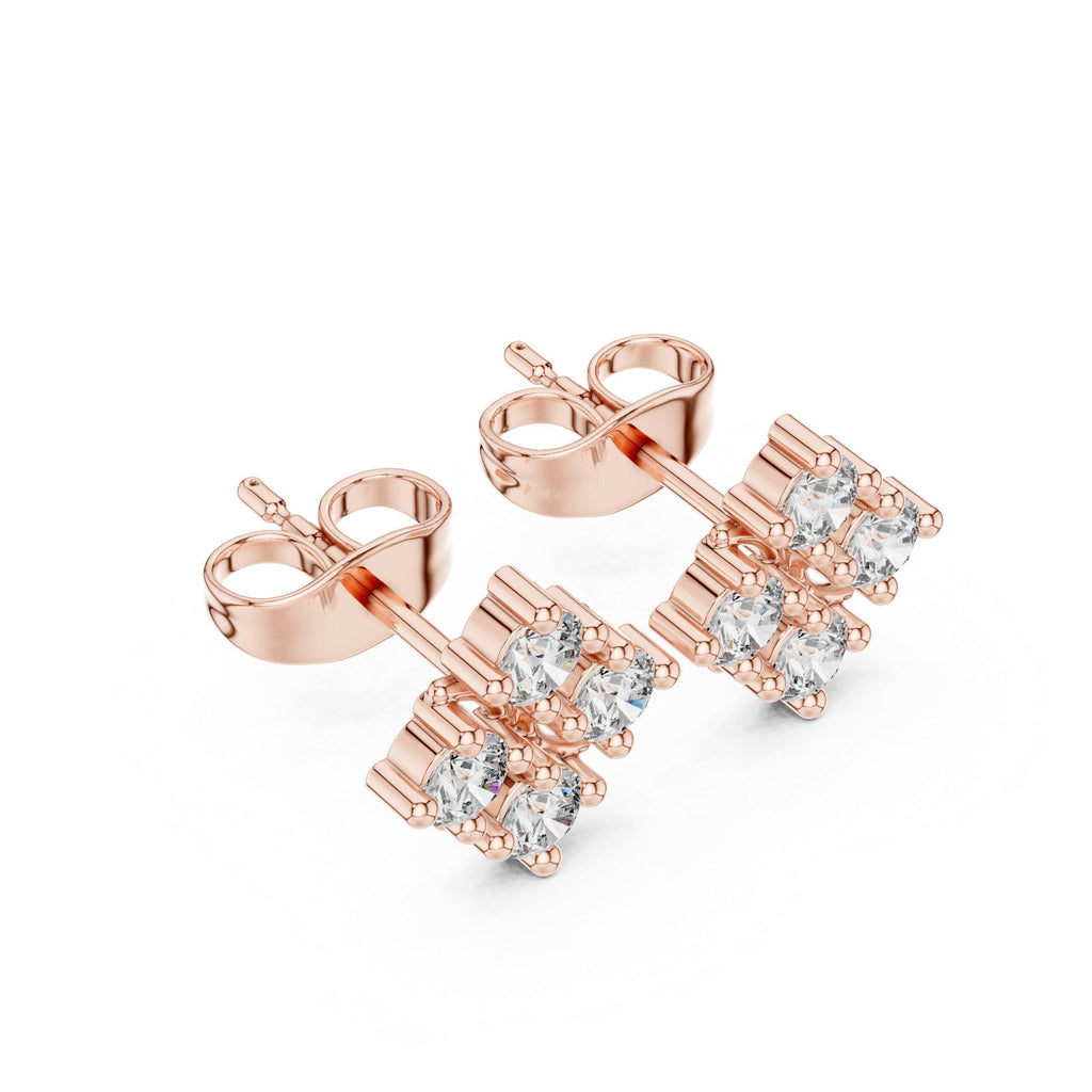 Moissanite Diamond-Shape Cluster Stud Earrings – 925 Sterling Silver, 18K Gold Vermeil