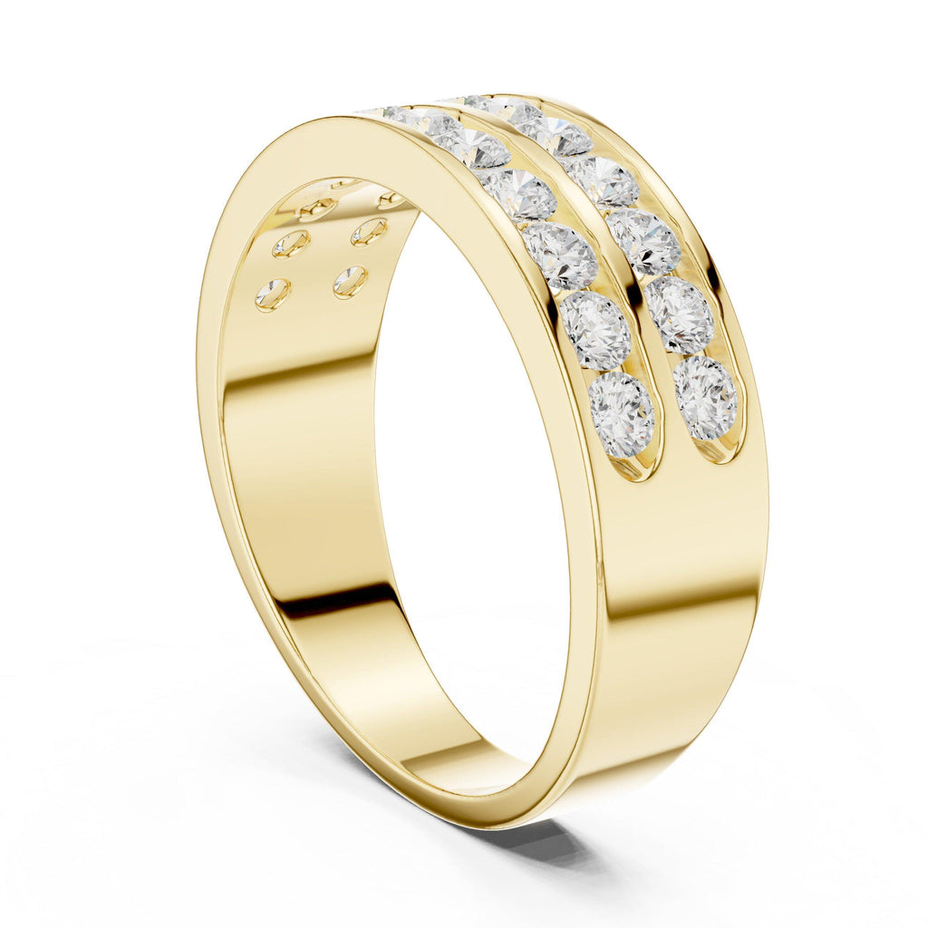Men's Double-Row Channel-Set Moissanite Band – 925 Sterling Silver, 18K Gold Vermeil