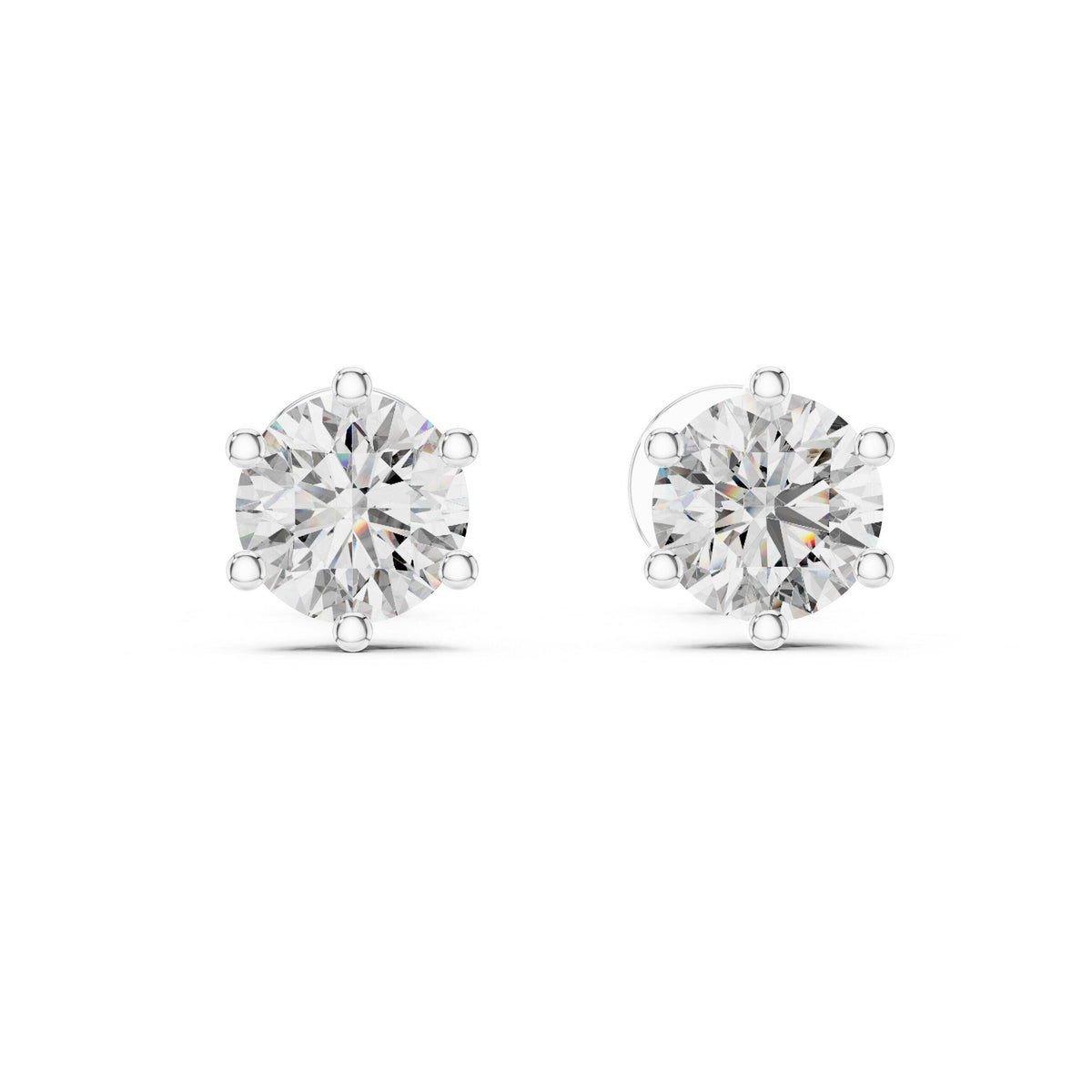 5mm Round Moissanite Six-Prong Stud Earrings – 925 Sterling Silver, 18K Gold Vermeil