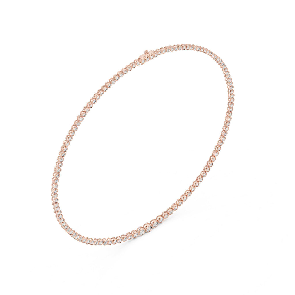 Graduated Round Moissanite Bezel Tennis Necklace – 925 Sterling Silver, 18K Gold Vermeil