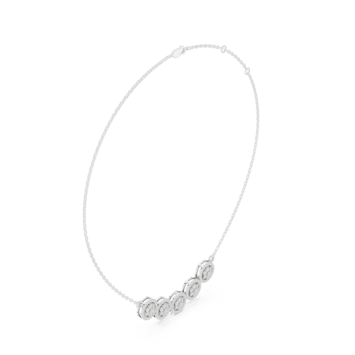Moissanite Cluster Halo Trio Mangalsutra Necklace – 925 Sterling Silver, 18K Gold Vermeil