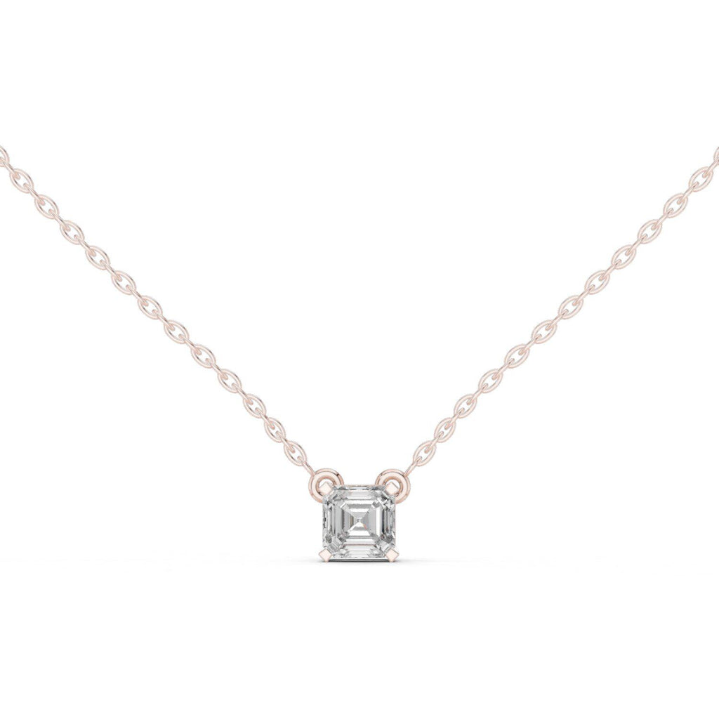 Asscher-Cut Moissanite Solitaire Necklace – 925 Sterling Silver, 18K Gold Vermeil