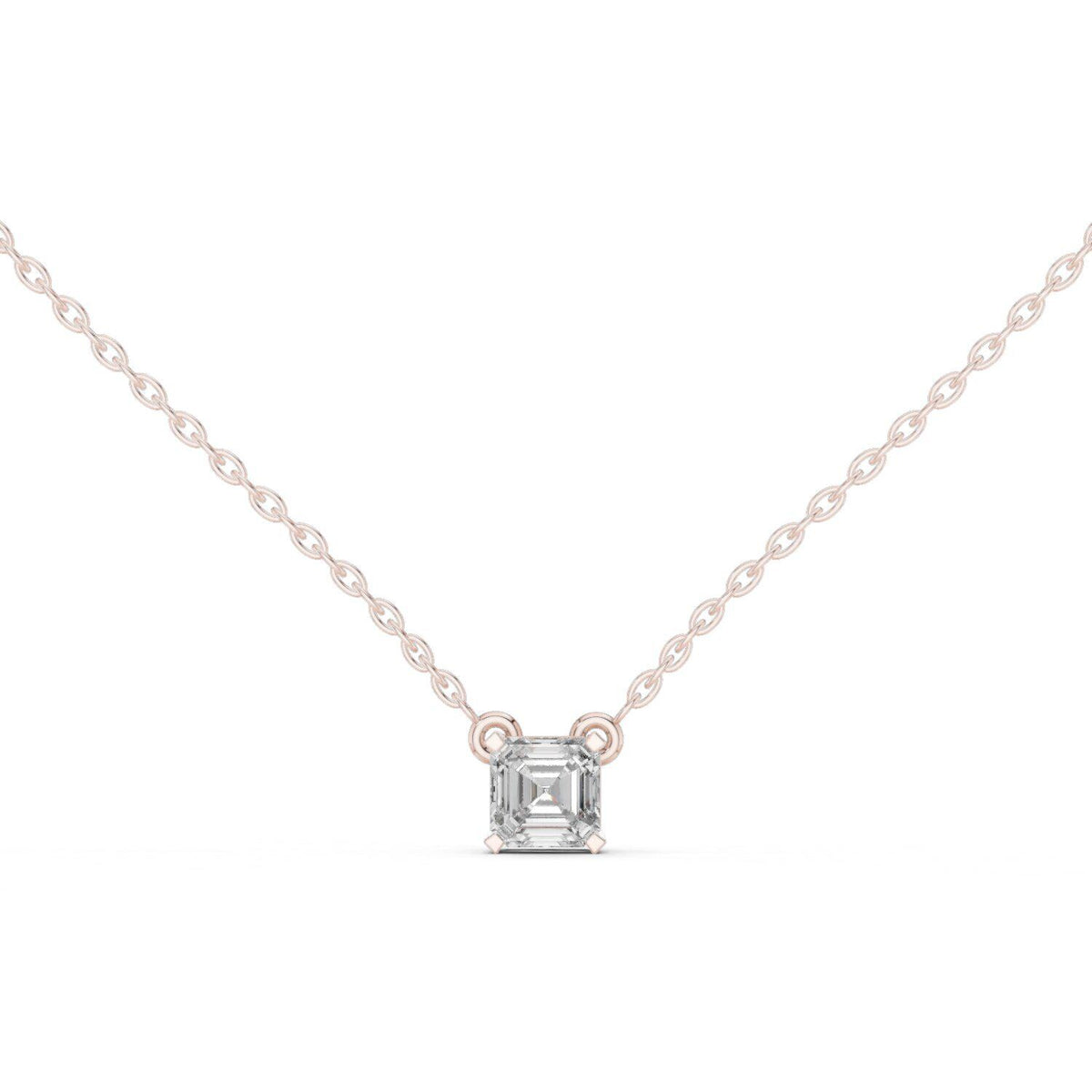 Asscher-Cut Moissanite Solitaire Necklace – 925 Sterling Silver, 18K Gold Vermeil