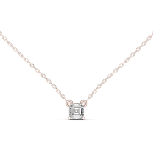 Asscher-Cut Moissanite Solitaire Necklace – 925 Sterling Silver, 18K Gold Vermeil