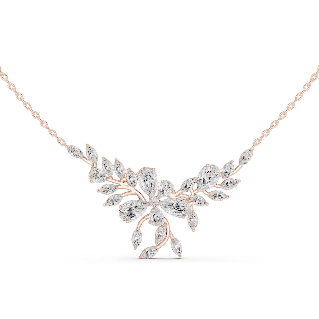Marquise & Pear Moissanite Leaf Spray Mangalsutra Necklace – 925 Sterling Silver, 18K Gold Vermeil