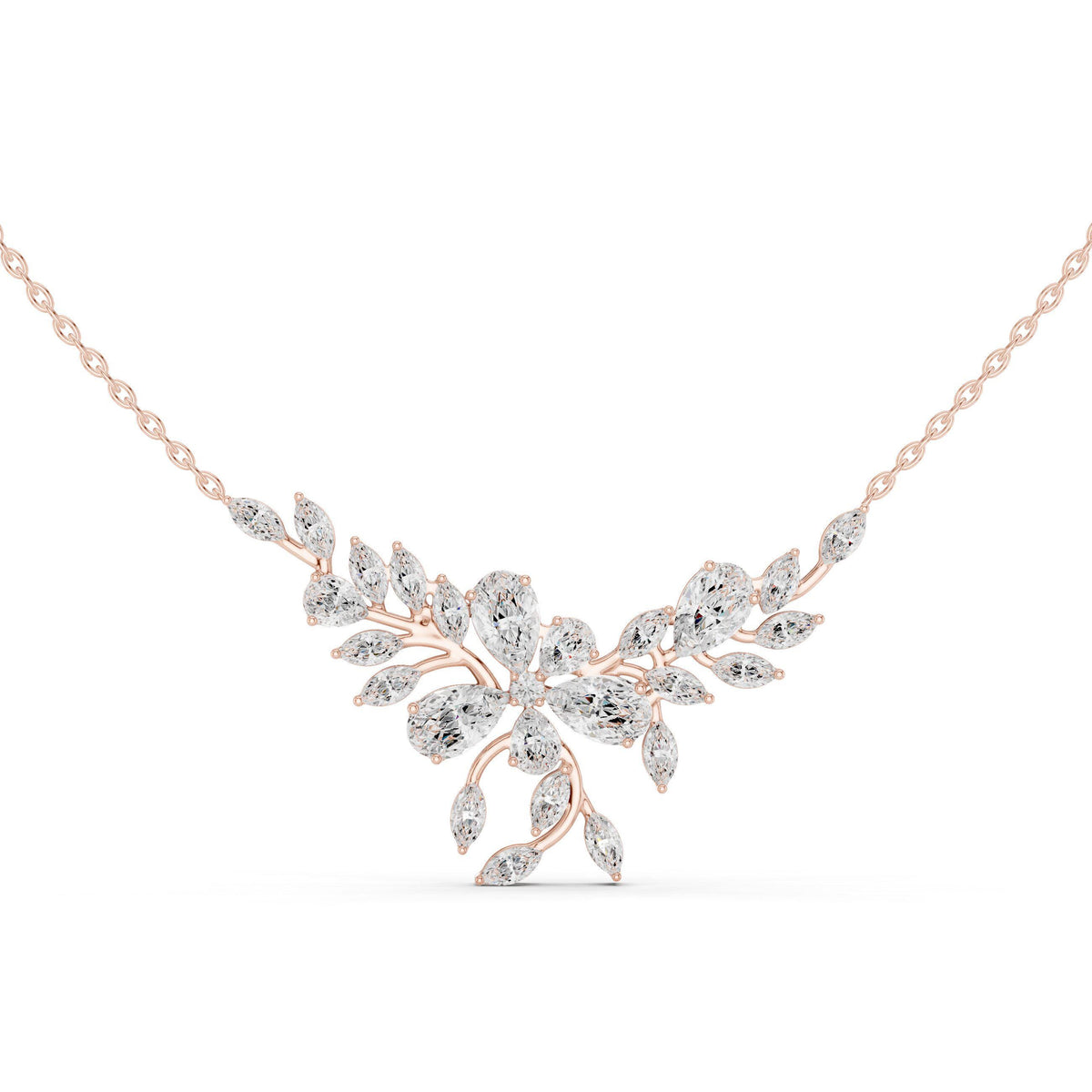 Marquise & Pear Moissanite Leaf Spray Mangalsutra Necklace – 925 Sterling Silver, 18K Gold Vermeil
