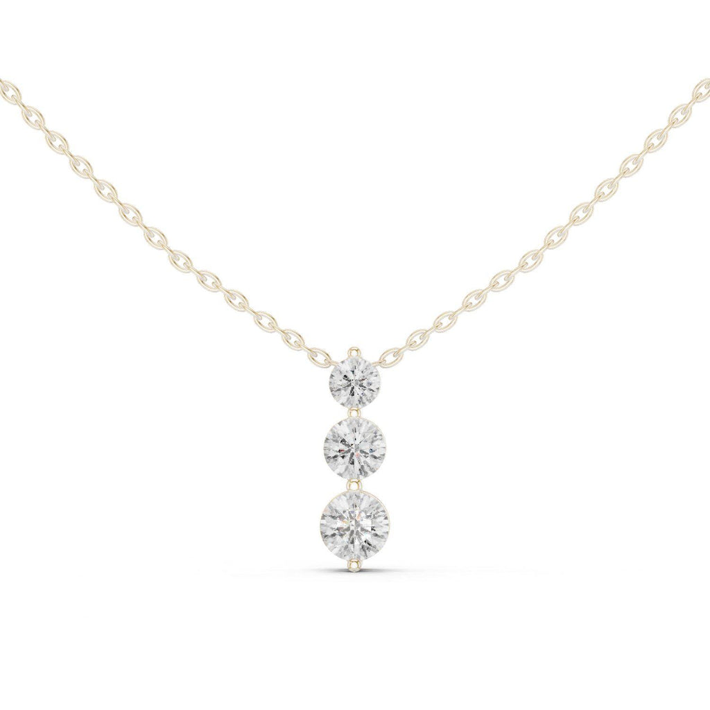 Round Moissanite Two-Stone Vertical Drop Necklace – 925 Sterling Silver, 18K Gold Vermeil