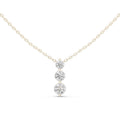 Round Moissanite Two-Stone Vertical Drop Necklace – 925 Sterling Silver, 18K Gold Vermeil