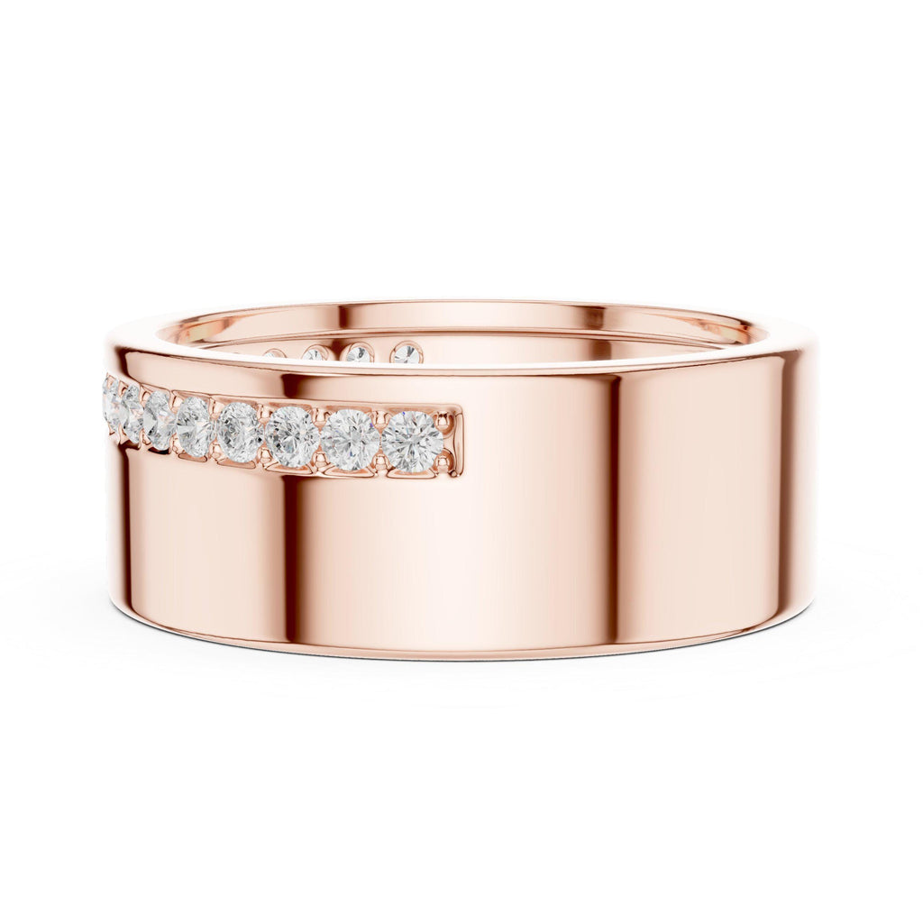 Men's Wide Band with Pavé Moissanite Stripe – 925 Sterling Silver, 18K Gold Vermeil